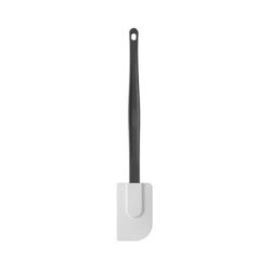 Fehér szilikon konyhai spatula fekete nyéllel, kíméletes edényekhez, BPA-mentes.