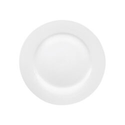 Fehér kerek lapostányér Bistro porcelánból, 26 cm átmérővel, mosogatógépben mosható.