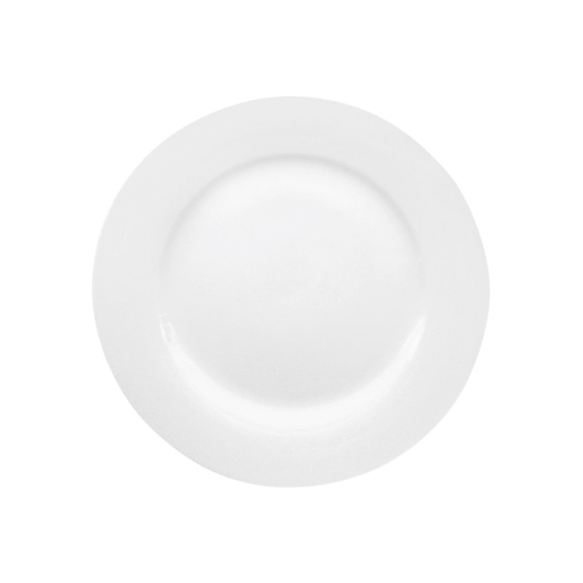 Fehér kerek sekély porcelán tányér Bistro, 30,7 cm átmérővel.