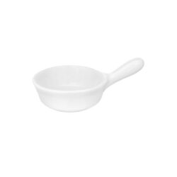 Fehér porcelán tálka fogantyúval, 6 cm átmérőjű, mártásokhoz és előételekhez.
