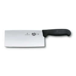 Victorinox Fibrox kínai szakácskés 18 cm széles rozsdamentes acél pengével és fekete poliamid nyéllel.