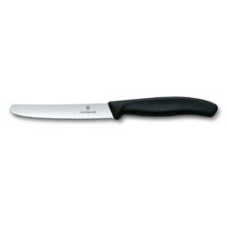 Victorinox Fibrox paradicsomkés, 11 cm-es recés rozsdamentes acél penge, fekete poliamid nyéllel.