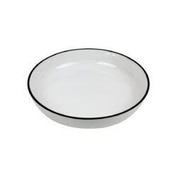 Fehér, félig mély porcelán tányér Future Black rim, Ø 24 cm, fekete peremmel.