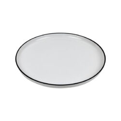 Kerek lapos porcelán tányér Future Black rim fekete peremmel, átmérője 27 cm.