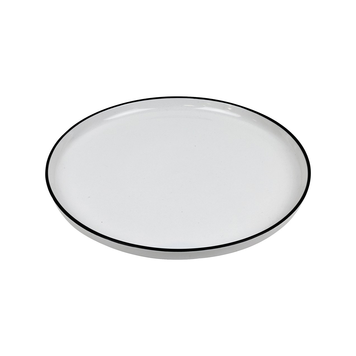 Kerek lapos porcelán tányér Future Black rim fekete peremmel, átmérője 27 cm.