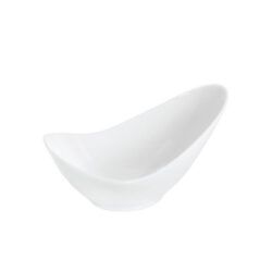 Fehér porcelán finger food tálka 80mm, sima felülettel és megemelt peremmel.