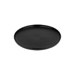 PFekete kerek lapostányér minőségi porcelánból, 27 cm átmérővel.