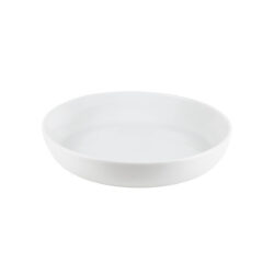 Fehér porcelán félig mély Future tányér, 24 cm, mélyített aljjal és magasabb peremmel.