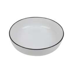 Mély porcelántányér Future Black rim, 20 cm, fehér fekete peremmel, tésztához ideális.